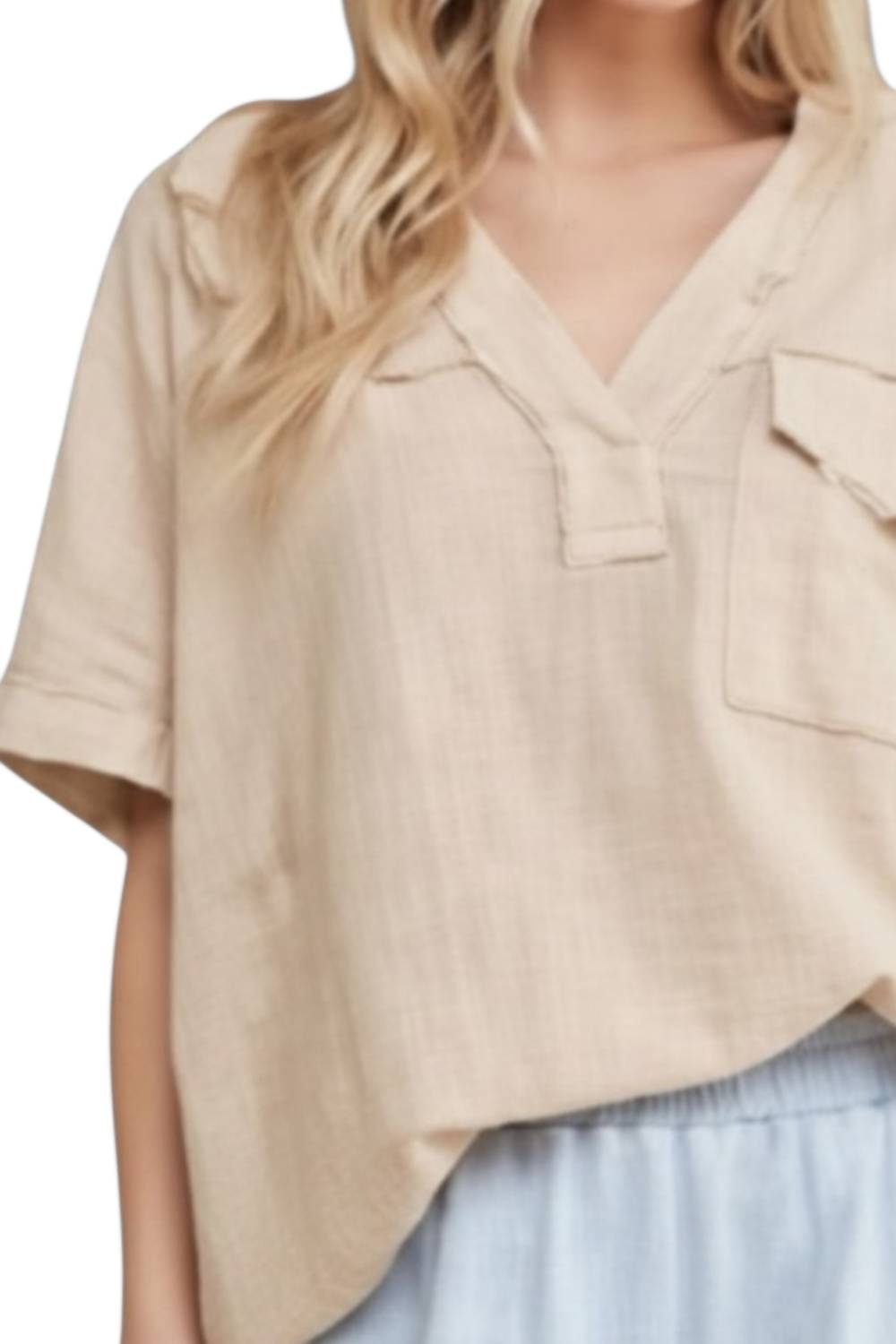 Mineral Wash Eyelet Puff Sleeved Blouse