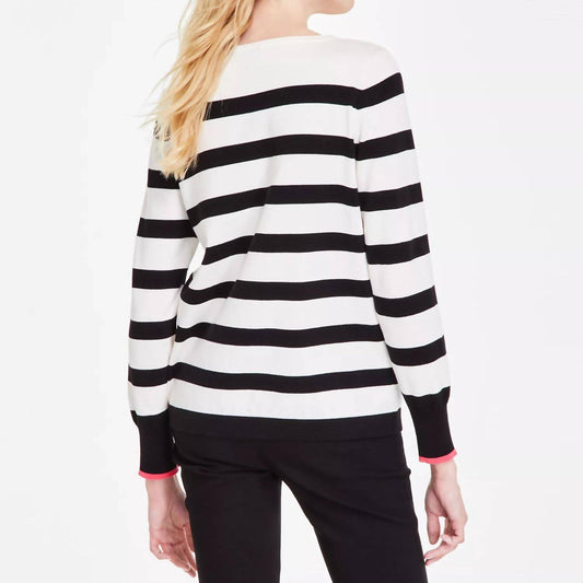 Striped Heart Boat-neck Sweater