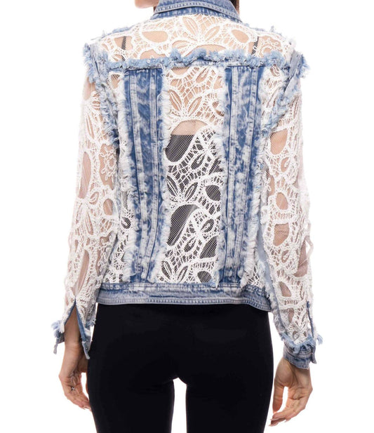 Embroidered Denim And Lace Bohemian Jacket
