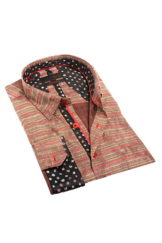 Knit Style With Contrasting Trim Button Down Shirt