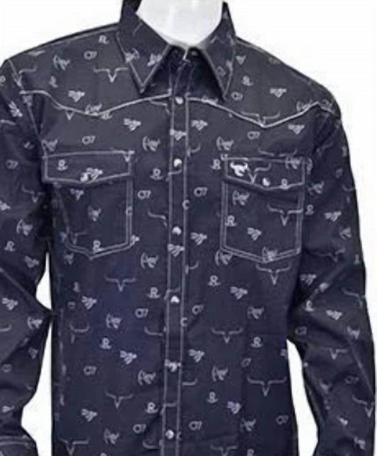 Cowboy Hardware - Men's Branding Irons Long Sleeve Print - Rack Hunt -