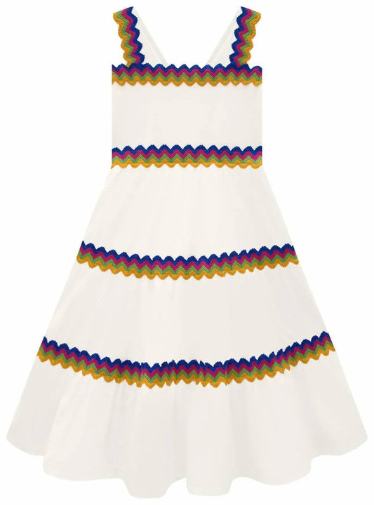 Nanai - Girl's Rainbow Trim Midi Dress - Rack Hunt