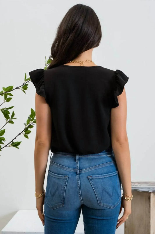 Mine and E&M - Split Neck Ruffle Sleeve Blouse - Rack Hunt