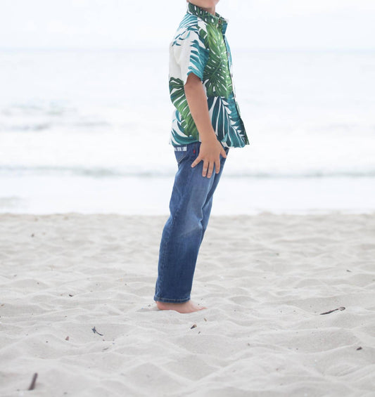 Boys Monstera Short Sleeve "kalani" Aloha Shirt