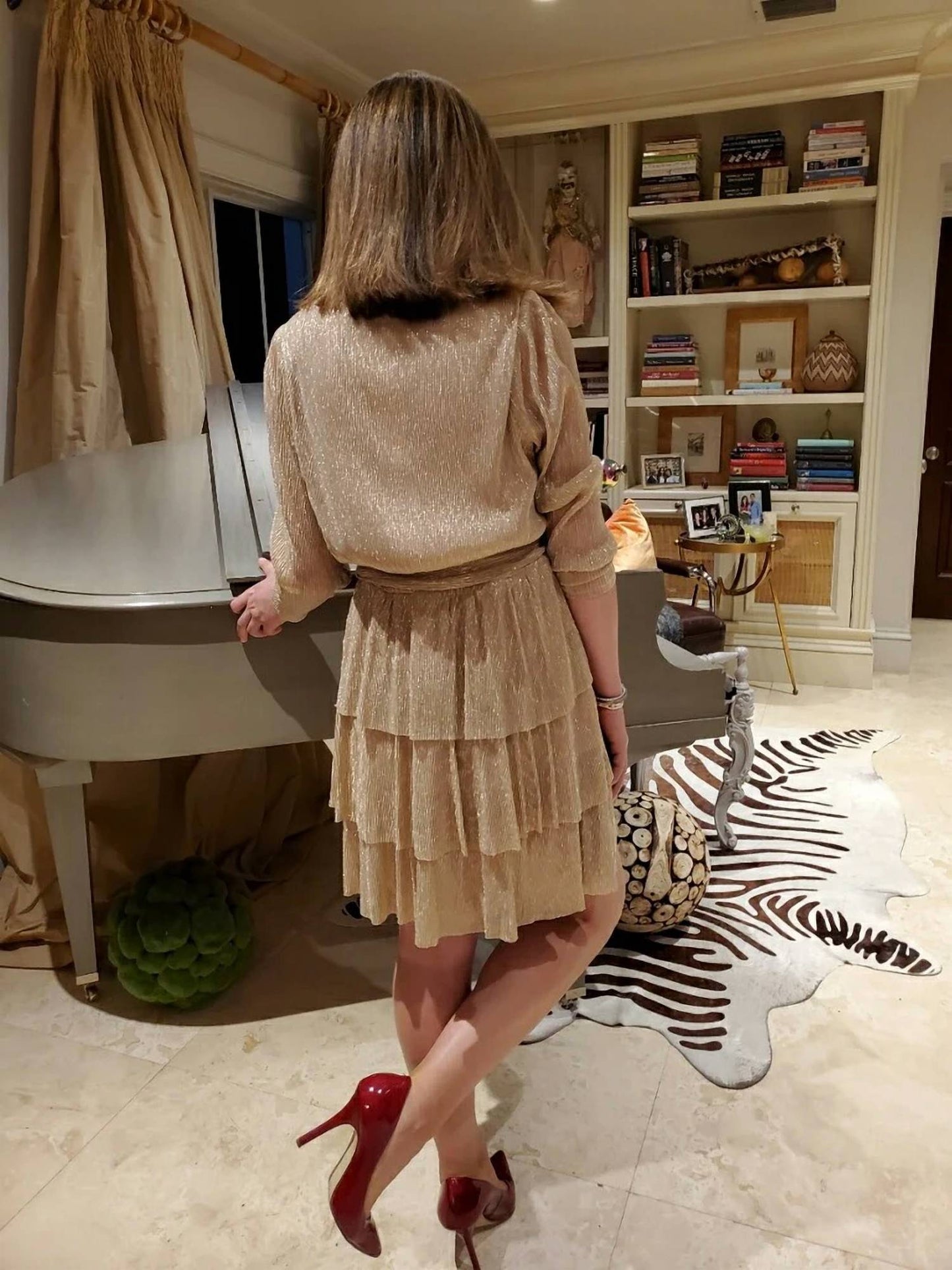Ruffle Shimmer Mini Dress
