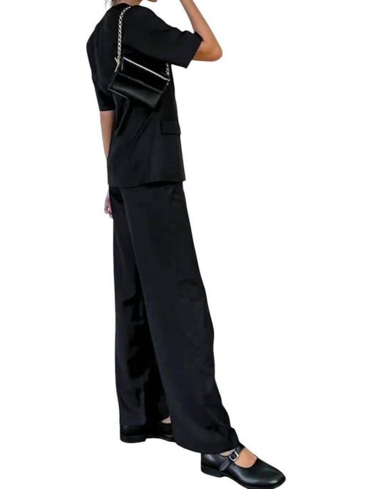 The Cotton Brand - Meredith Double-Breasted Satin Blazer and Pant Set - Rack Hunt -