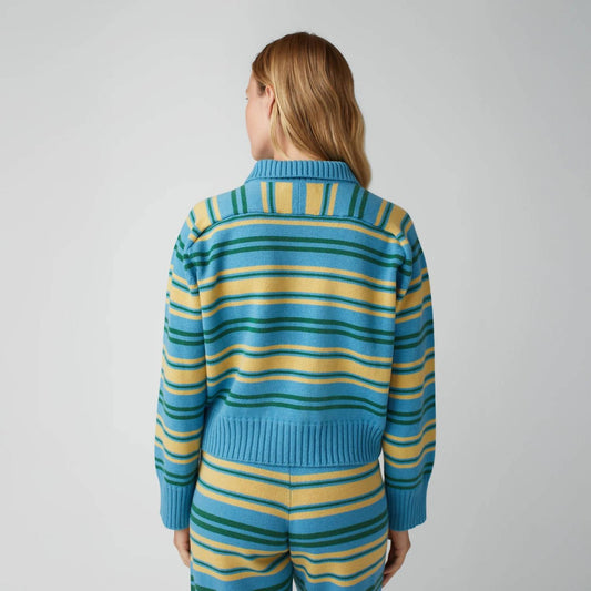 Paper Stripe Cashmere Polo Sweater