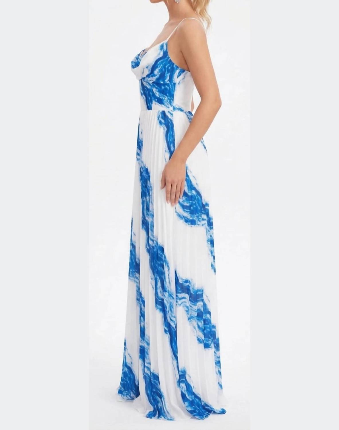 Abstract Print Pleated Maxi Jumpsuit