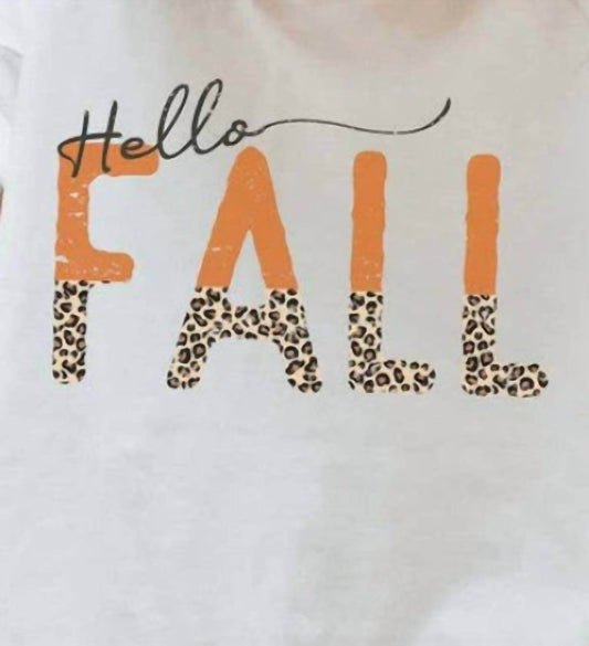Tultex Apparel - Girls Leopard Hello Fall T-shirt - Rack Hunt -