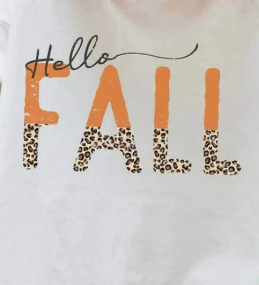 Tultex Apparel - Girls Leopard Hello Fall T-shirt - Rack Hunt