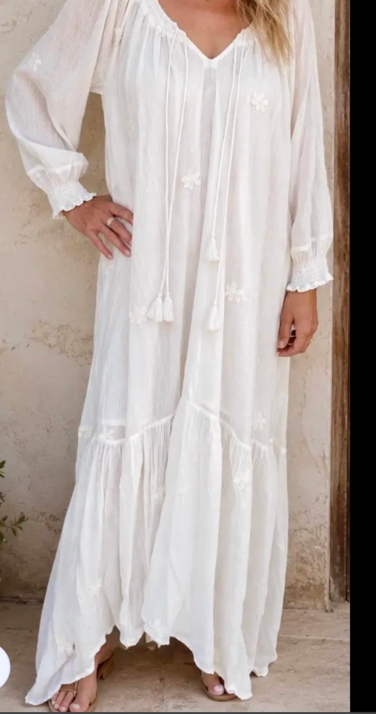 Thelma embroidered long sleeve maxi Dress