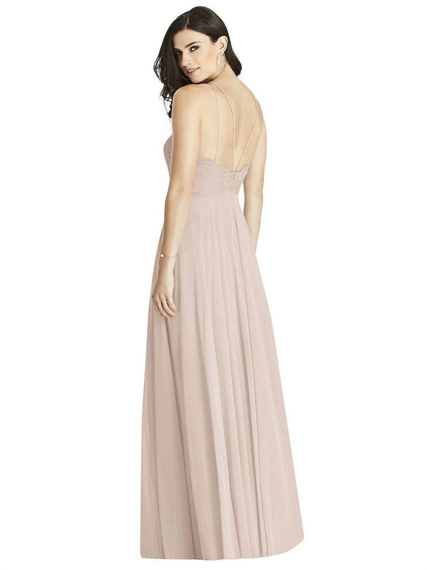 Dessy - Marquis Lace Halter Spaghetti Full Length Dress - Rack Hunt -