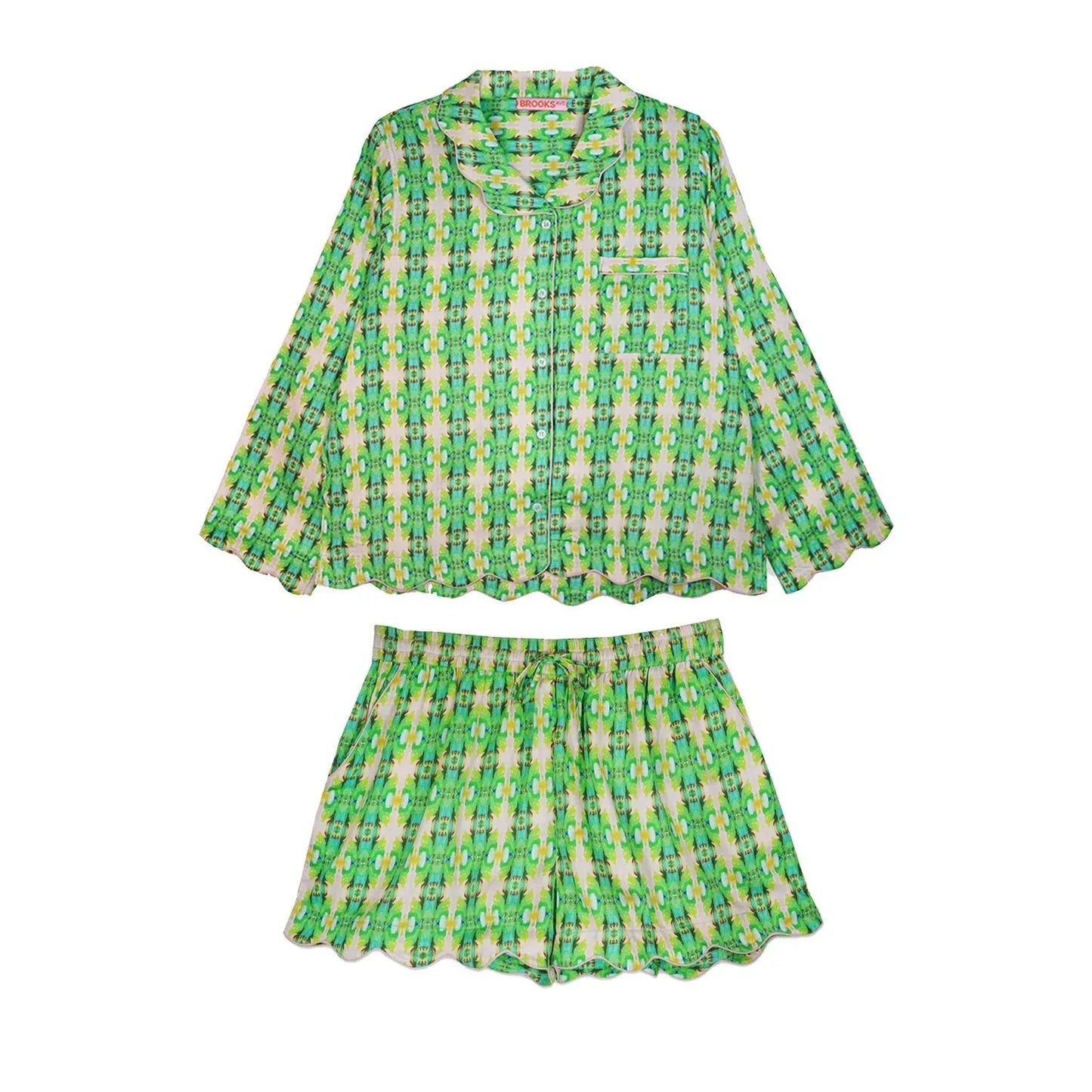 BROOKS AVENUE - Scalloped Pajama Set Shorts & Long Top - Rack Hunt