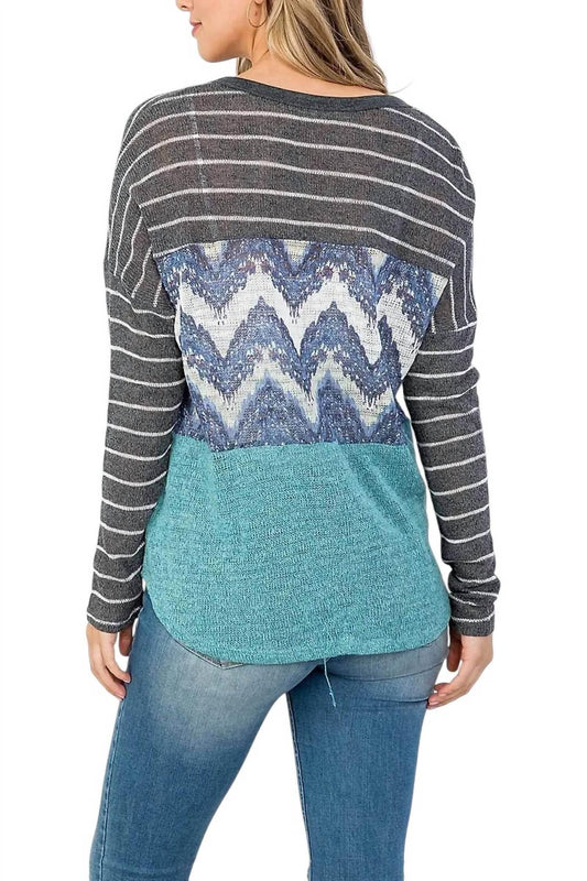Oddy - Colorblock Front Tie Long Sleeve Top - Rack Hunt