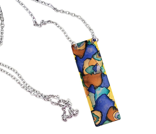 Covaly Artisan Jewelry - Women's Alcohol Ink Rectangle Necklace - Rack Hunt -