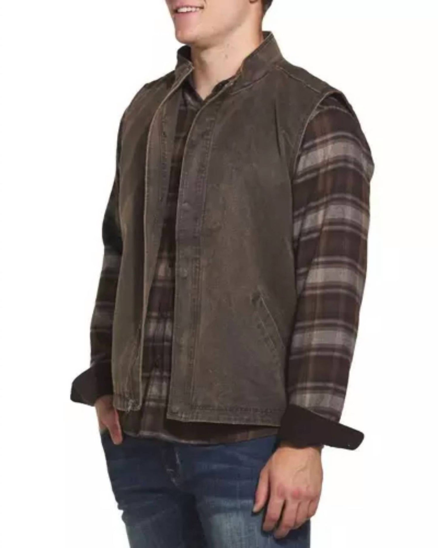 Cotton Suede Full Zip Vest