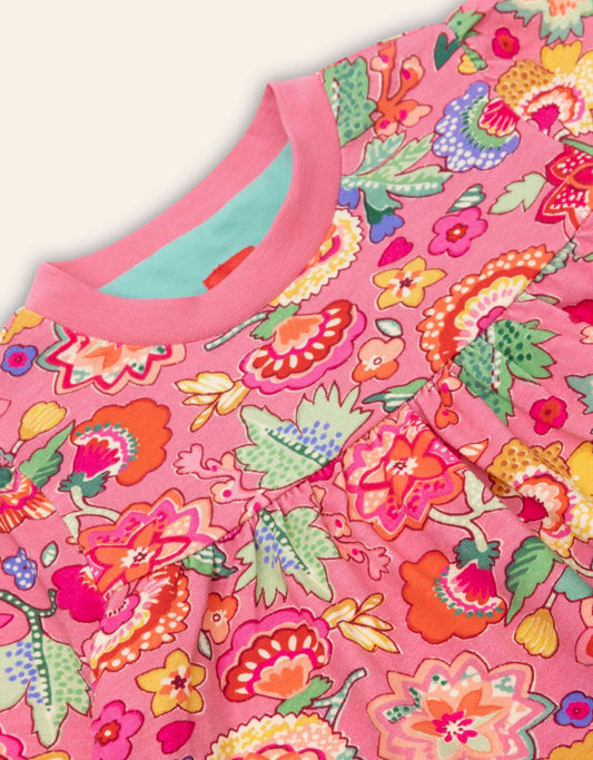 Girl's Dwarf Long Sleeve Floral Dress