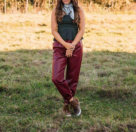 LOVELO - Ruby Faux Leather Jogger Pants - Rack Hunt