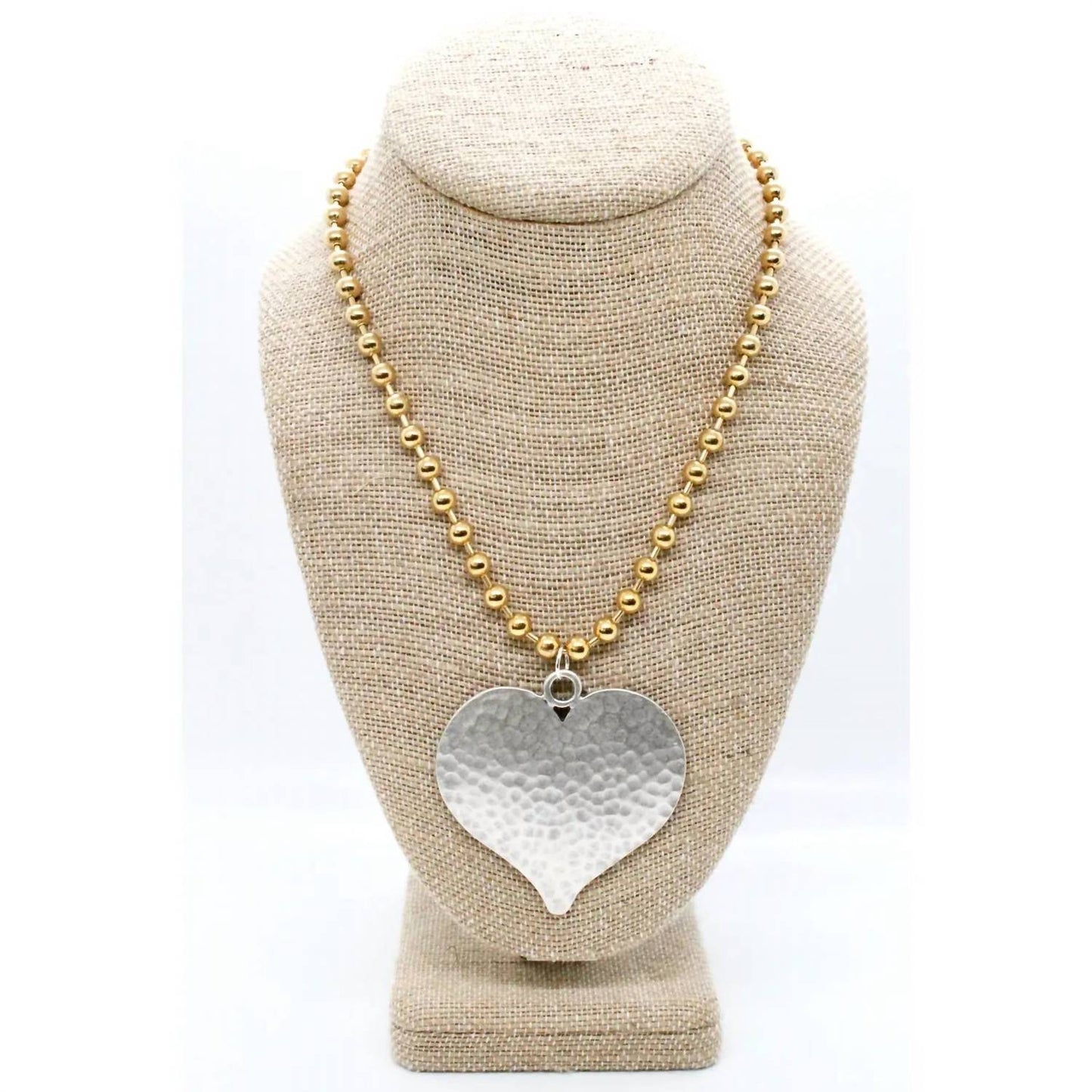 Women's Large Hammered Heart Convertible Chain Necklace