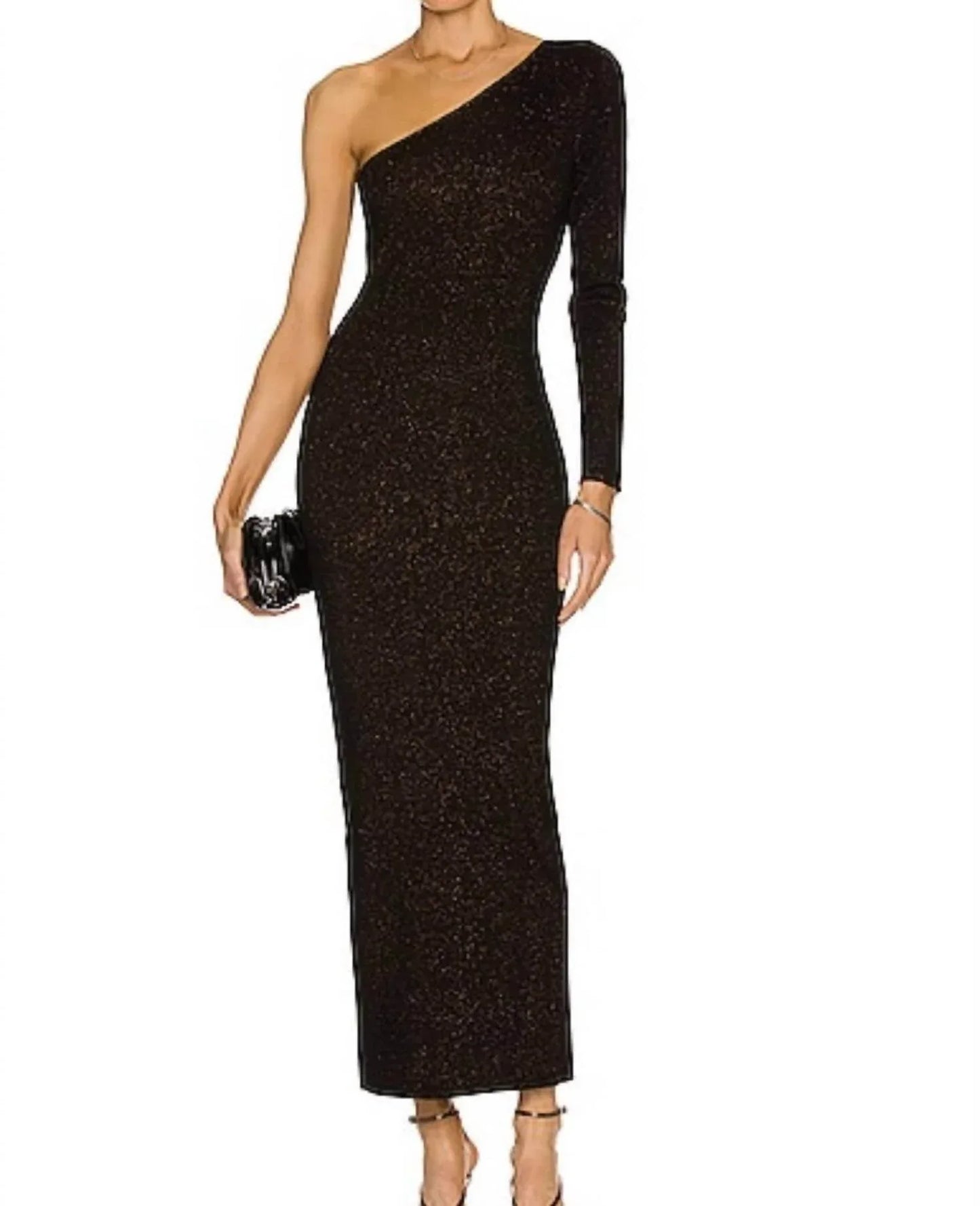 Victor Glemaud - Metallic Knit One Shoulder Dress - Rack Hunt