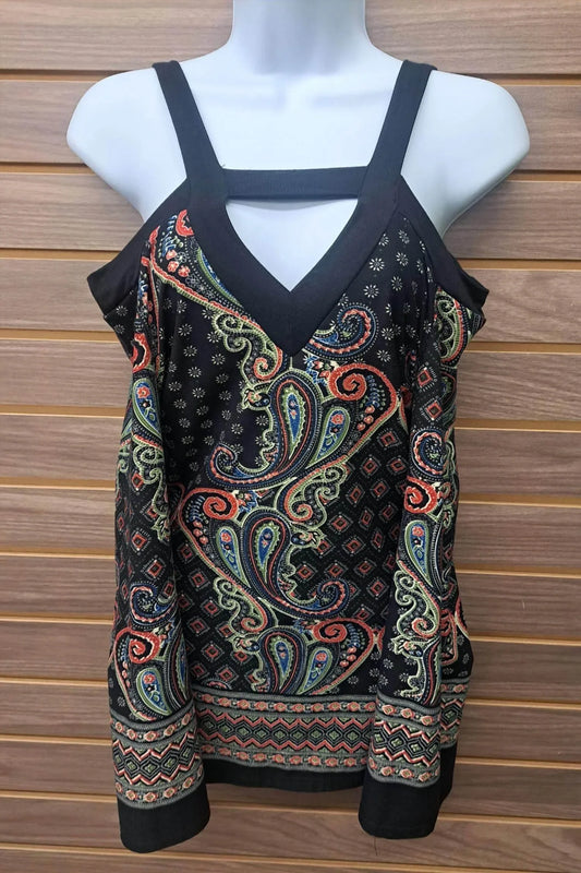 Yoyo 5 - Women's Paisley Cold Shoulder Long Sleeve Top - Rack Hunt