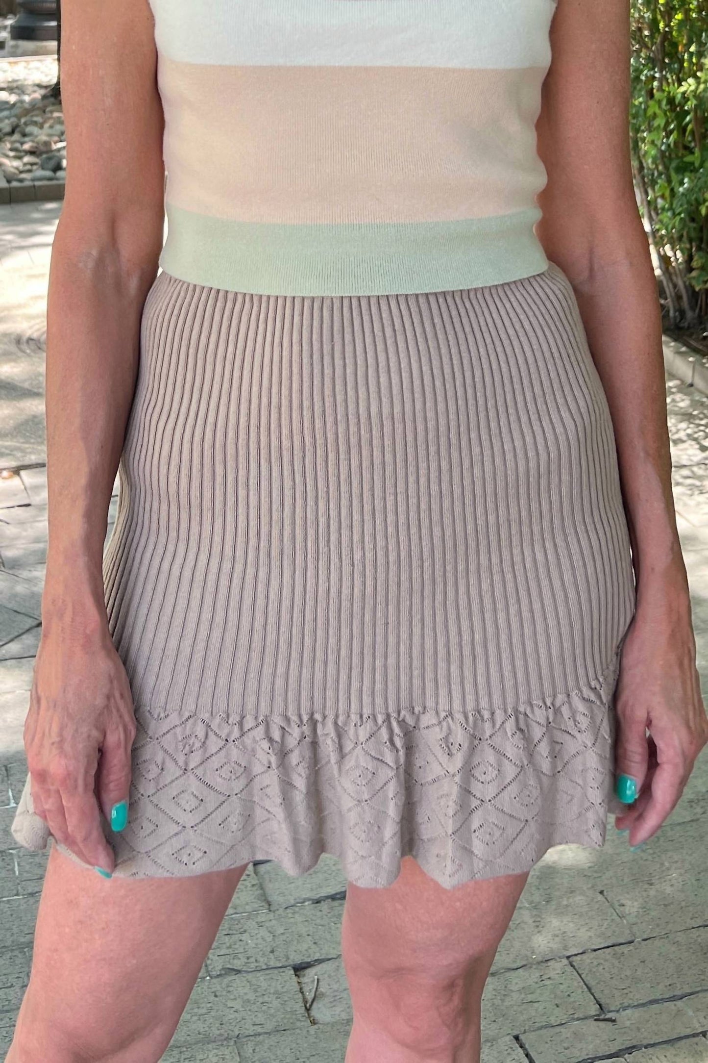 Ruffled Knit Mini Skirt
