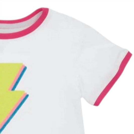 Girls Sequin Lightning Bolt Ringer Tee
