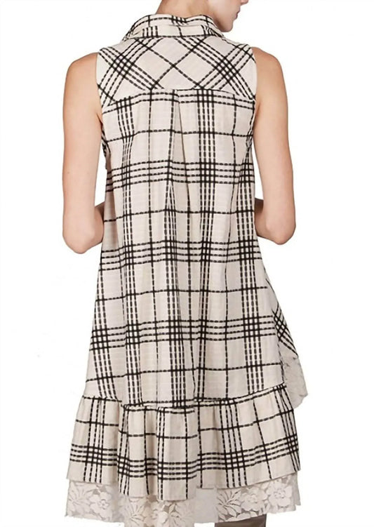 A'REVE - A'Reve Checkered Plaid Shirt Hi Lo - Ivory - Rack Hunt