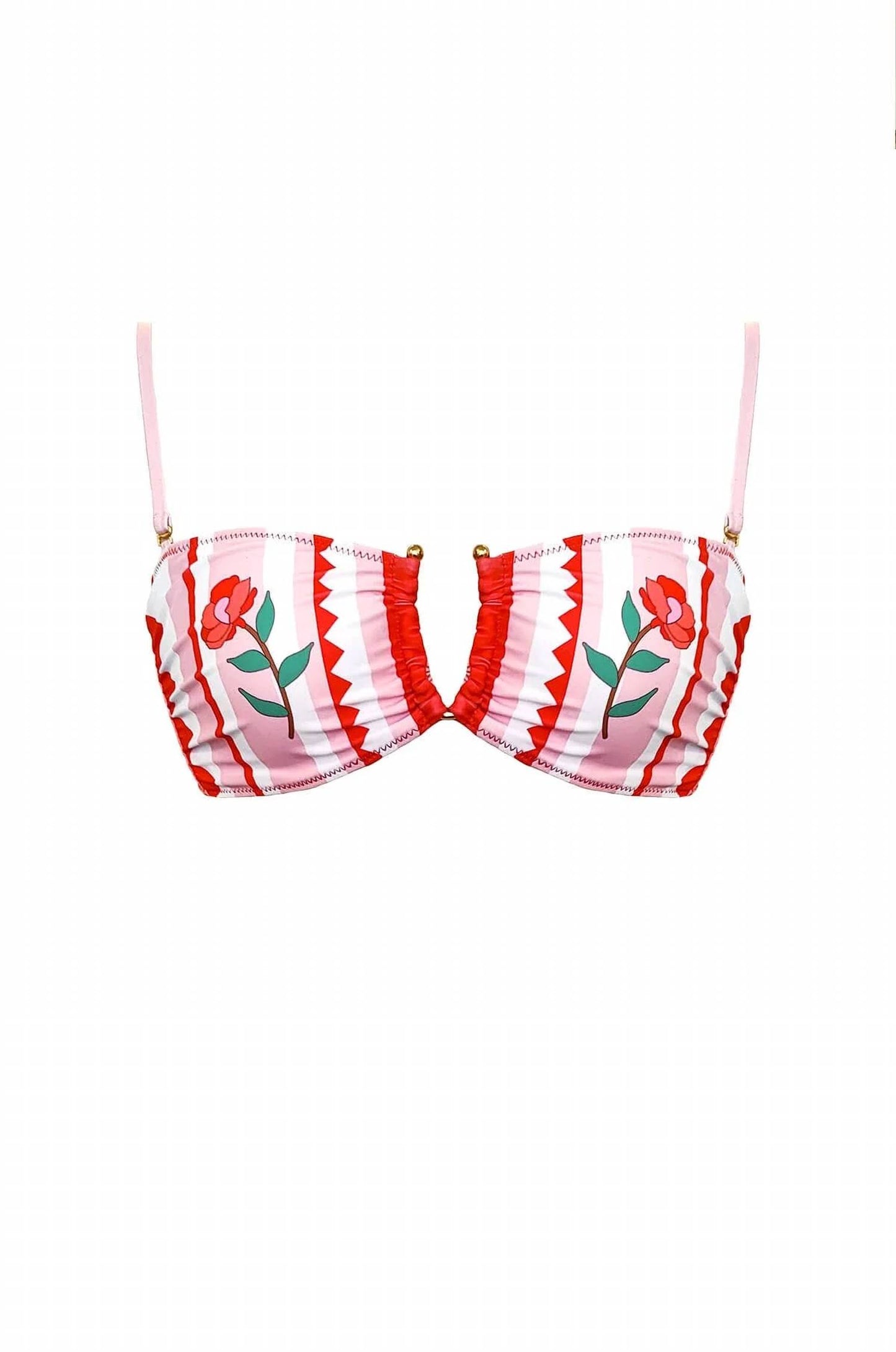 Jungle Rose Reversible Bandeau And High Waist Bikini Set