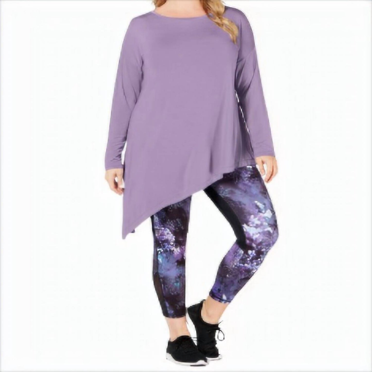 Activewear Plus Size Asymmetrical Long Sleeves Top