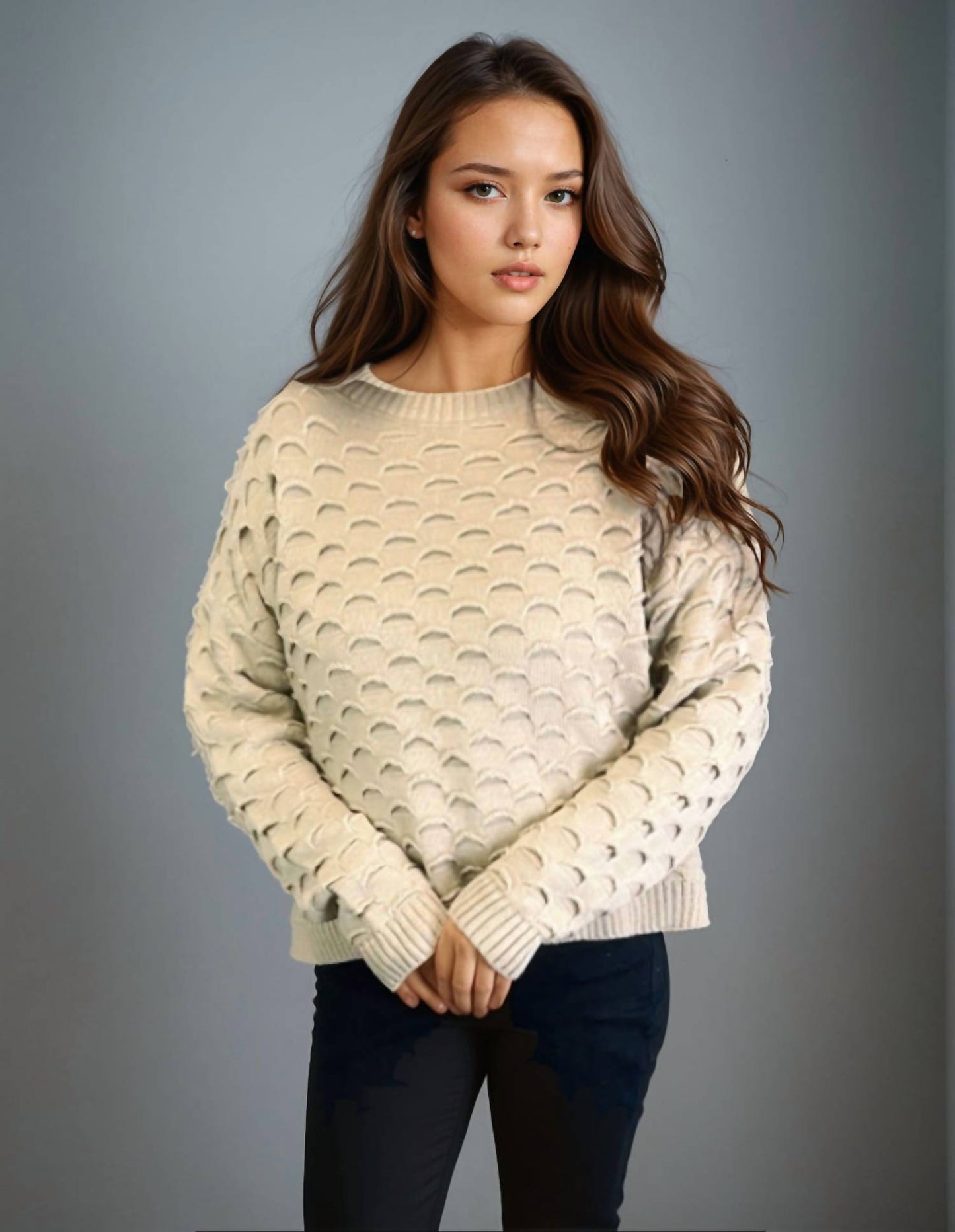Textured Long Sleeve Sweater