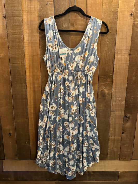Women's Floral Midi Tank Dress With Pockets