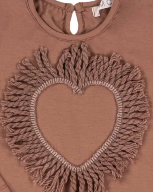 Girl's Heart Fringe Long sleeve Stretch Tee