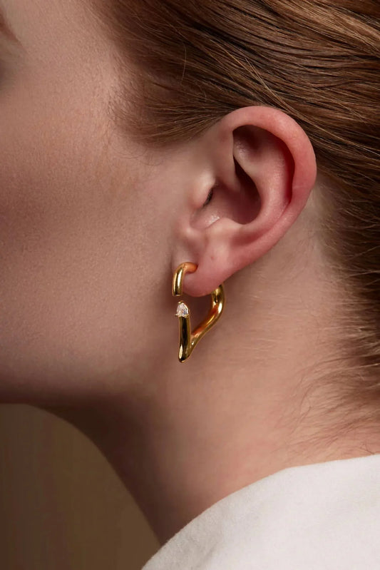 Rho - Women's Deconstructed Crystal Heart Hoop Earring - Rack Hunt
