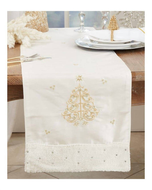Embroidered Christmas Tree Table Runner