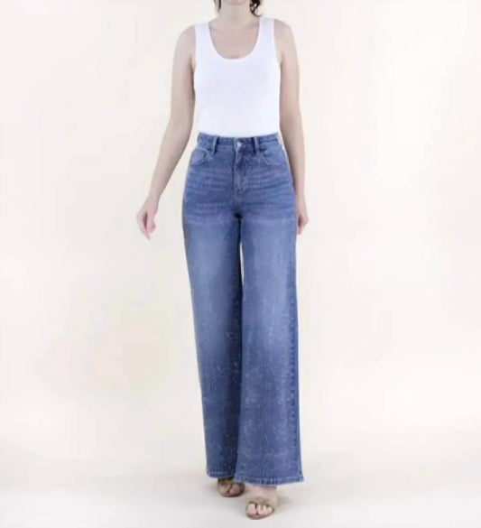 Original USA - Swirl Embellished Rhinestone High Rise Wide Leg Jeans - Rack Hunt