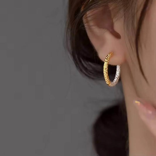 Allyanna Gifts - Women's Two Tone Beaded Twisted Round Hoop Earrings - Rack Hunt