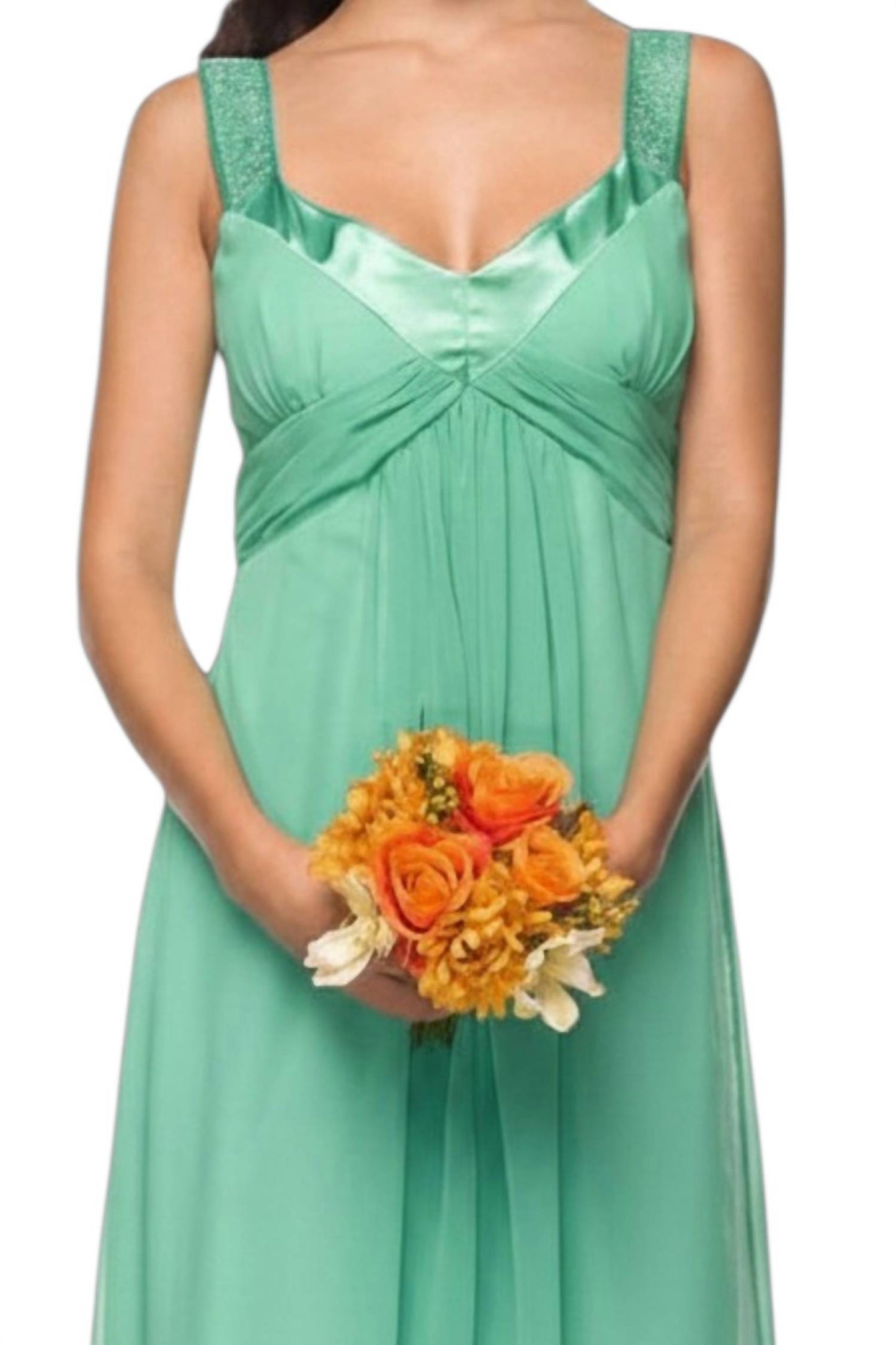 Chiffon Knee Length Straps Gown