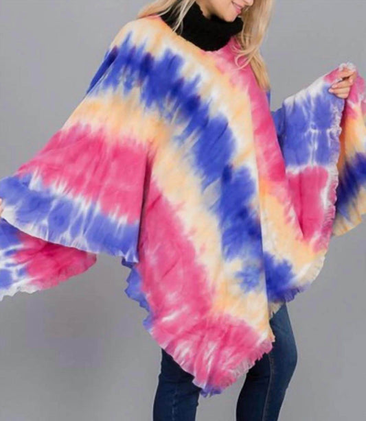 Funteze - Tie Dye Fringe Poncho - Rack Hunt