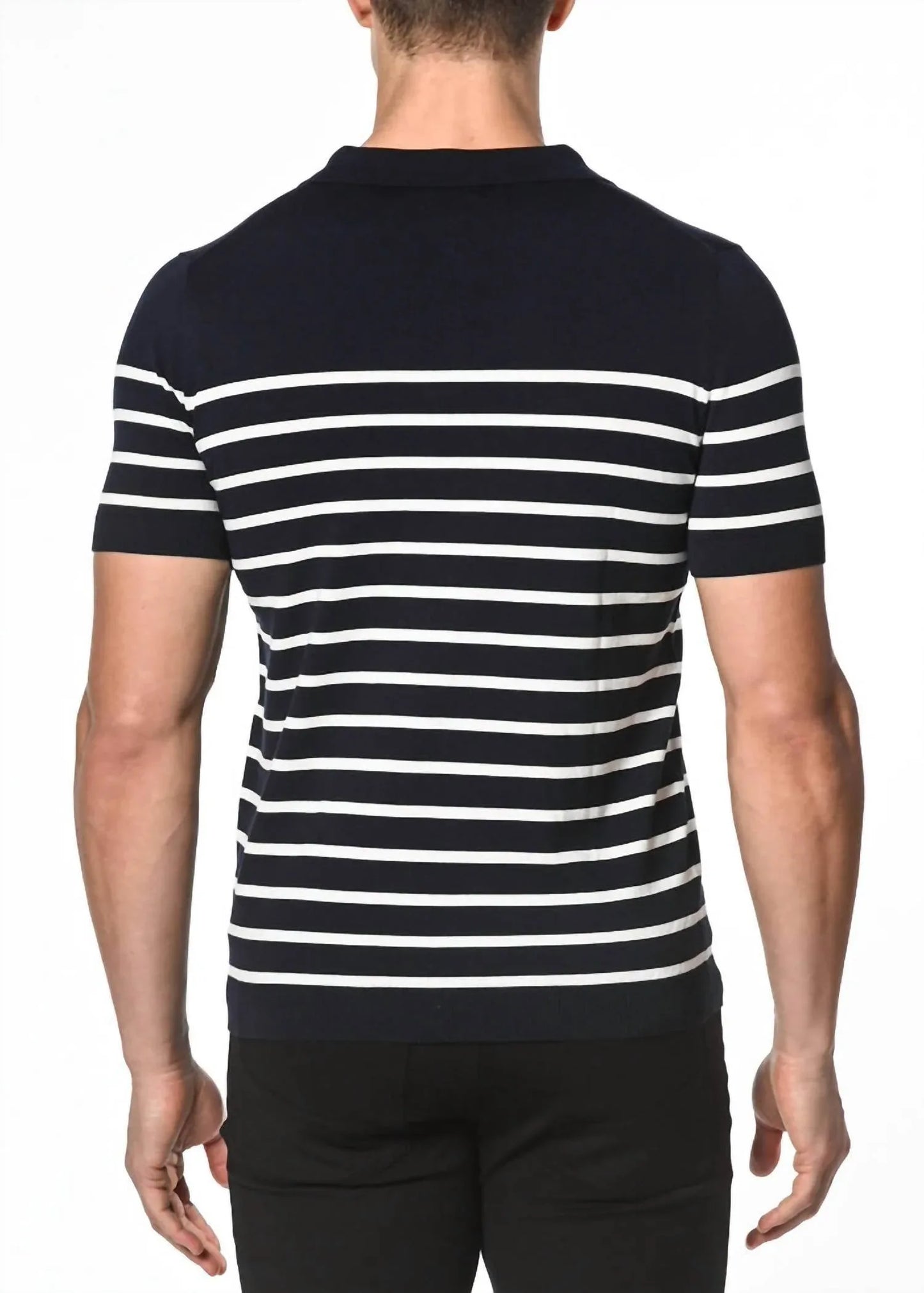 Postmarc - 3-button Striped Knit Polo Shirt - Rack Hunt
