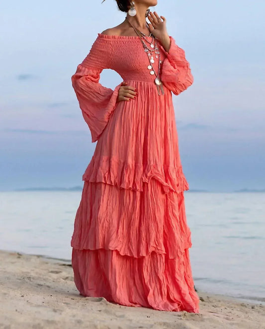Zinnia Pearl - Women's Sexy Shoulders Maxi Dress - Rack Hunt