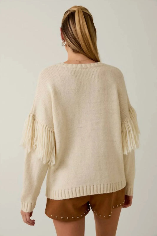 Sunday Edition - Round Neck Long Sleeve Fringe Cardigan - Rack Hunt