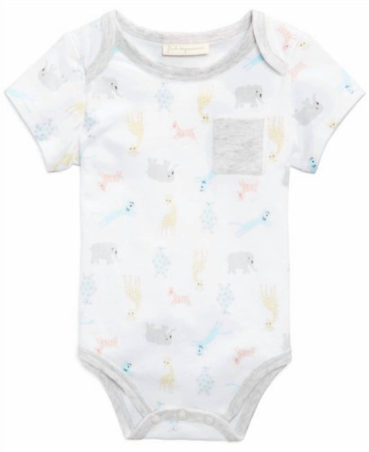 Infant Boys Zoo Print Pocket Bodysuit