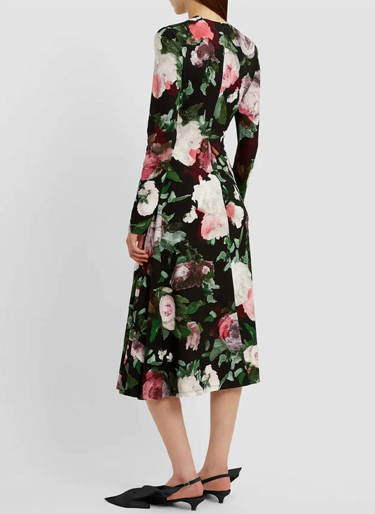 Long Sleeve Draped Midi Dress