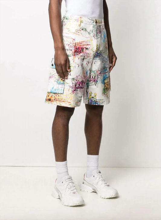 Valentino - Roman Sketches Print Bermuda Shorts - alternate view - Rack Hunt