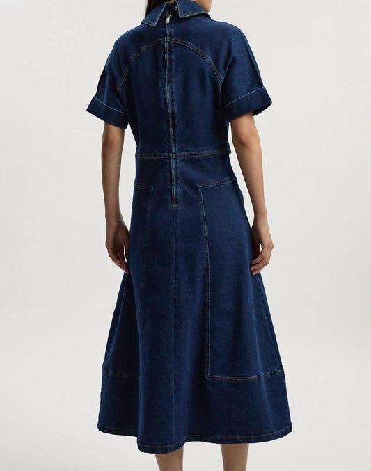 Stretch Denim Tab Belt Midi Dress - Petite