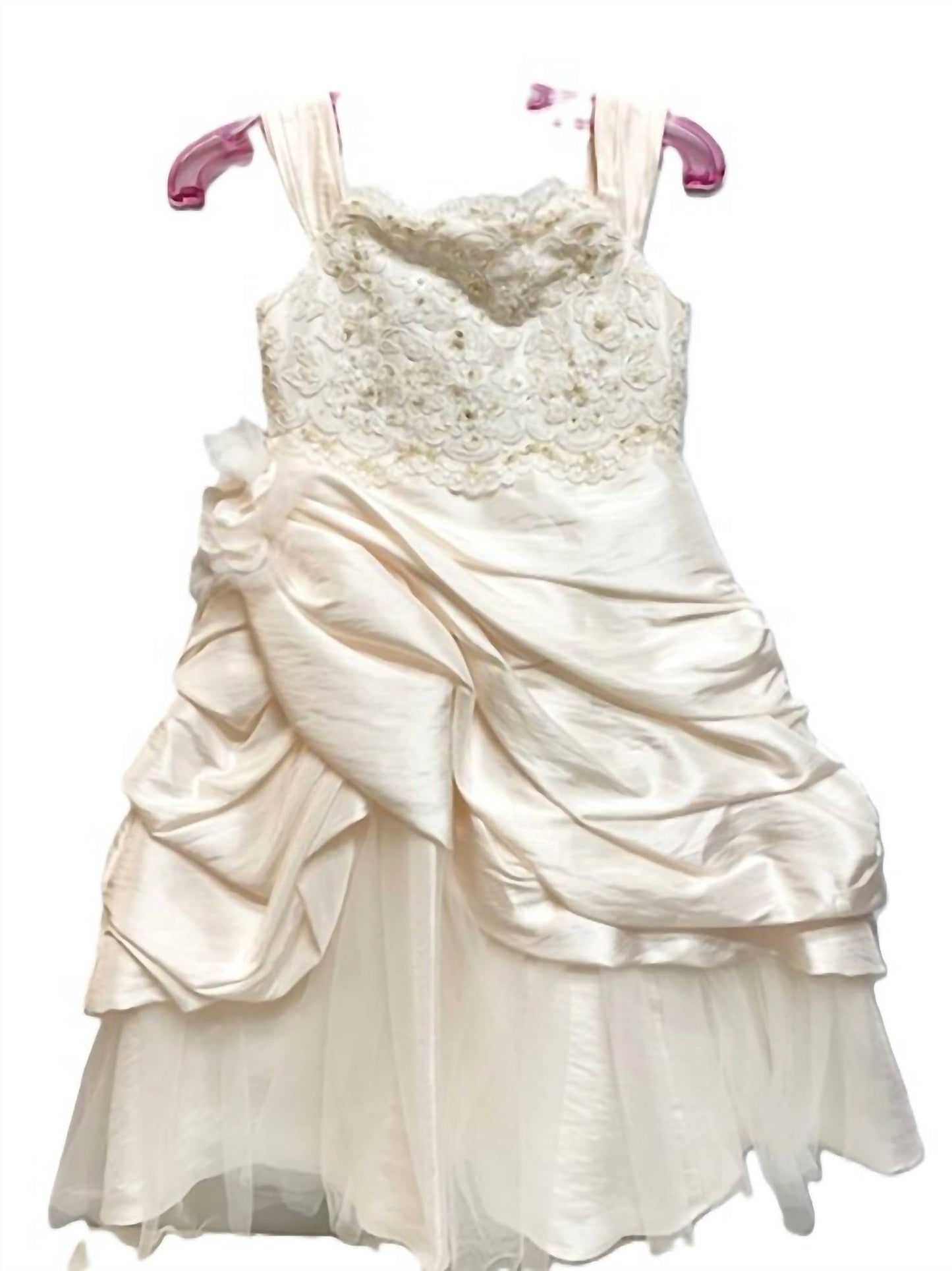 Girls Fancy Satin Beaded Embroidery Dress