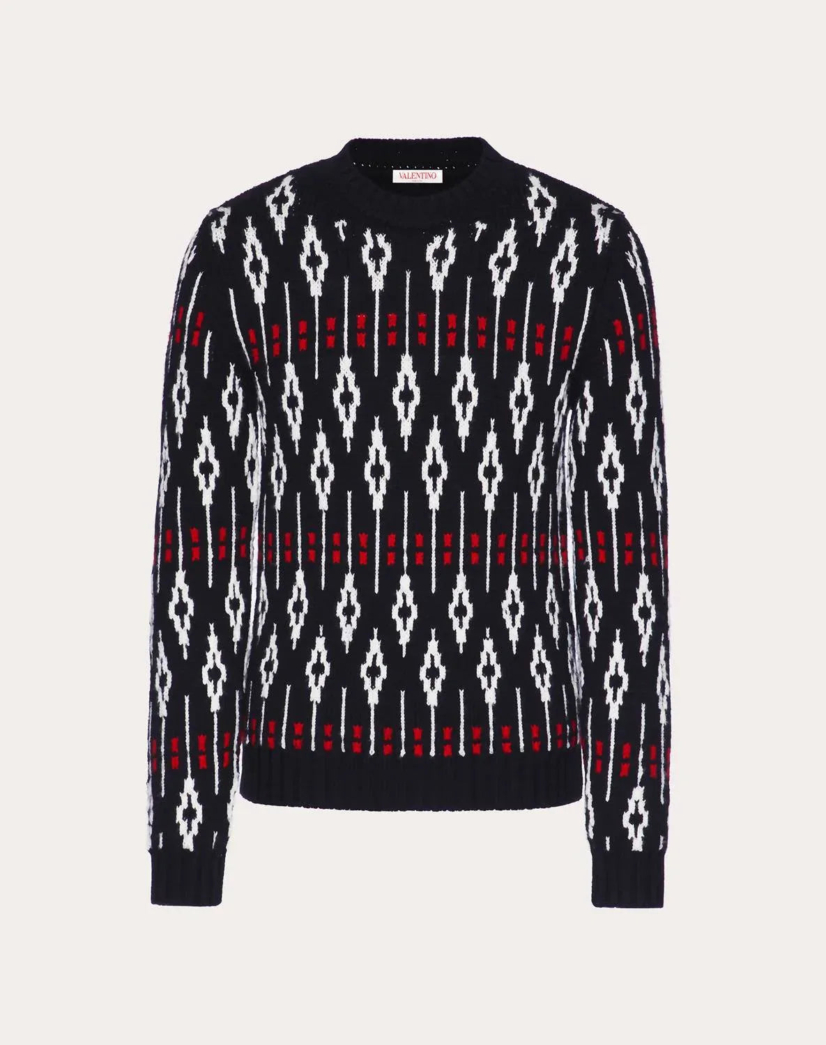 Valentino - Geometric Pattern Crew Neck Sweater - lifestyle view - Rack Hunt