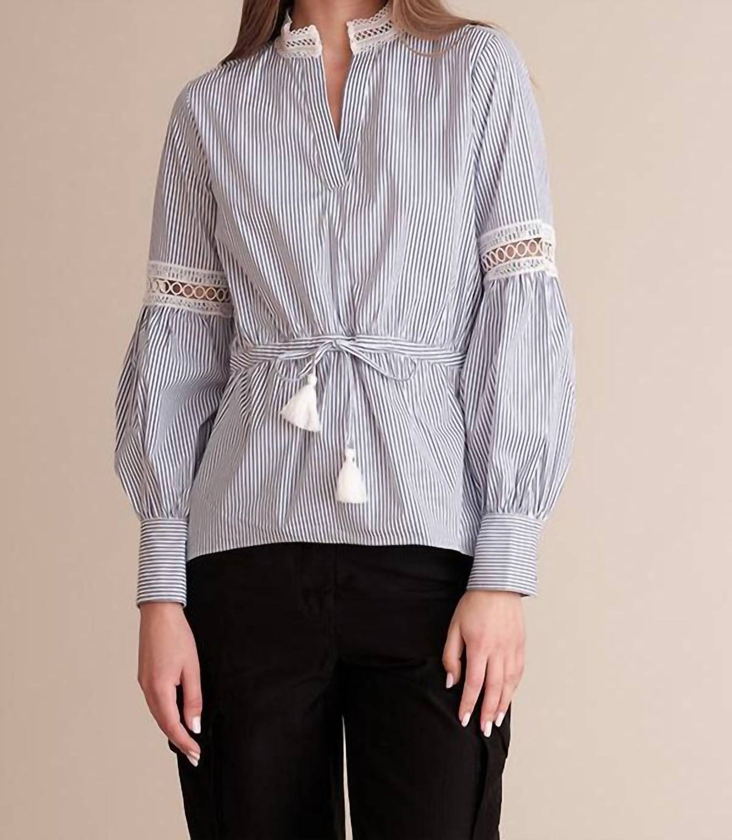 GABY TIE WAIST STRIPED TOP