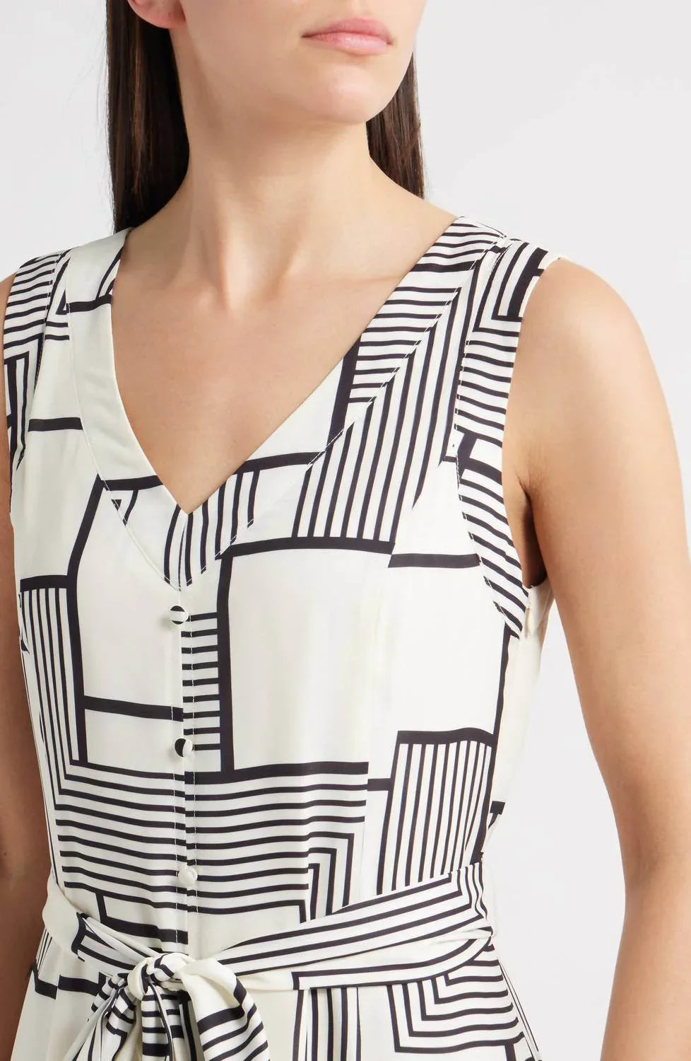 Zoe and Claire - Mixed Geometric Print Midi Dress - Rack Hunt